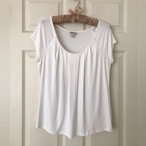 Isaac Mizrahi for Target Short Sleeve White Rayon Blend Top Size Large